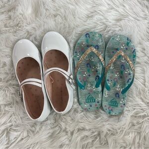 Girls Shoes Size 1 White Dress Shoes Reef Flip Flops